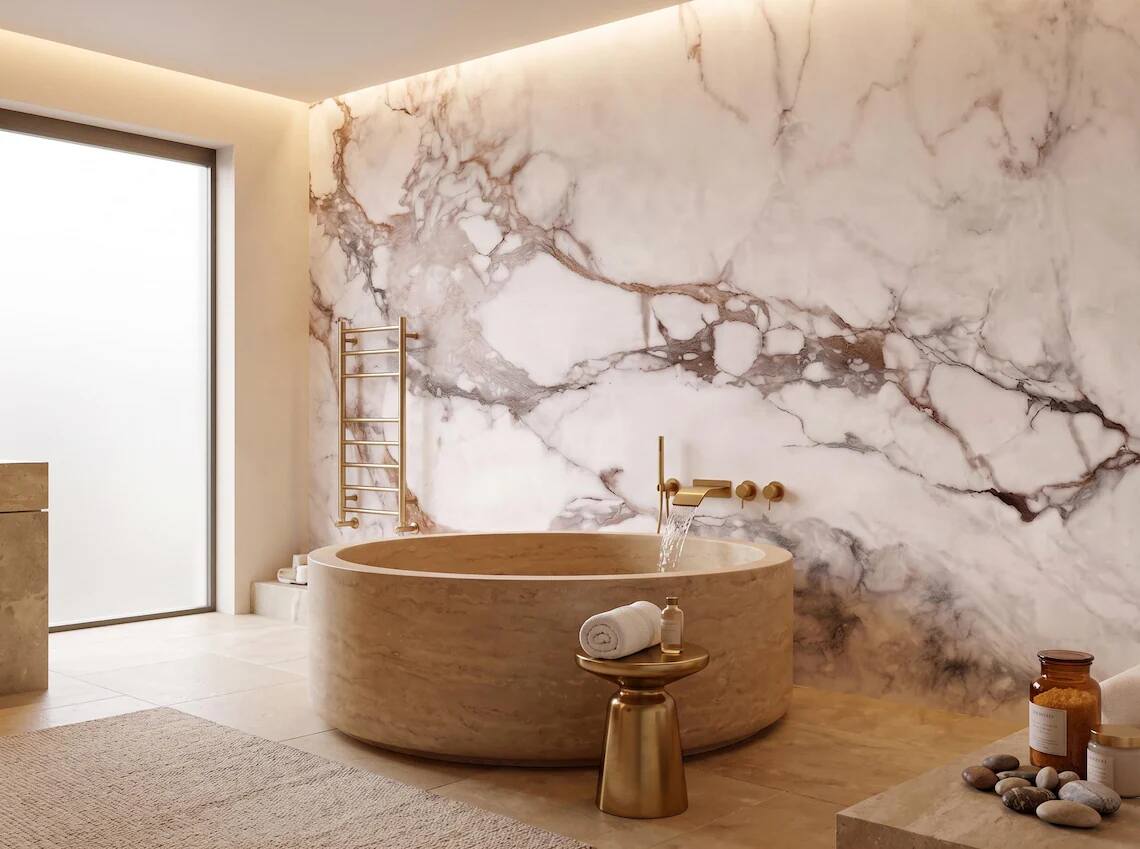 Calacatta White Marble Wall Mural Gray Veins Stone Abstract Peel And Stick Wallpaper