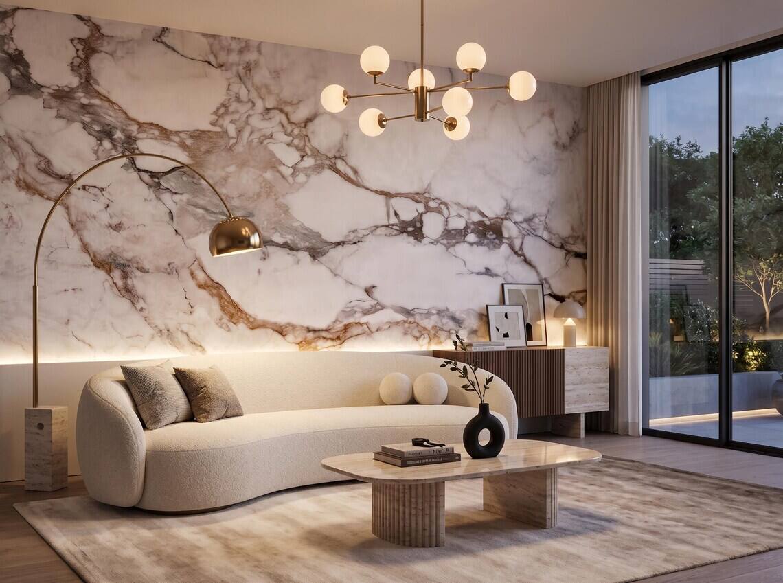 Calacatta White Marble Wall Mural Gray Veins Stone Abstract Peel And Stick Wallpaper