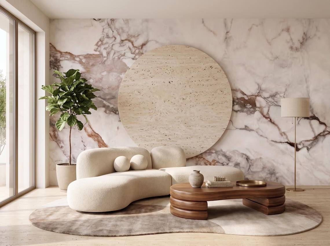 Calacatta White Marble Wall Mural Gray Veins Stone Abstract Peel And Stick Wallpaper