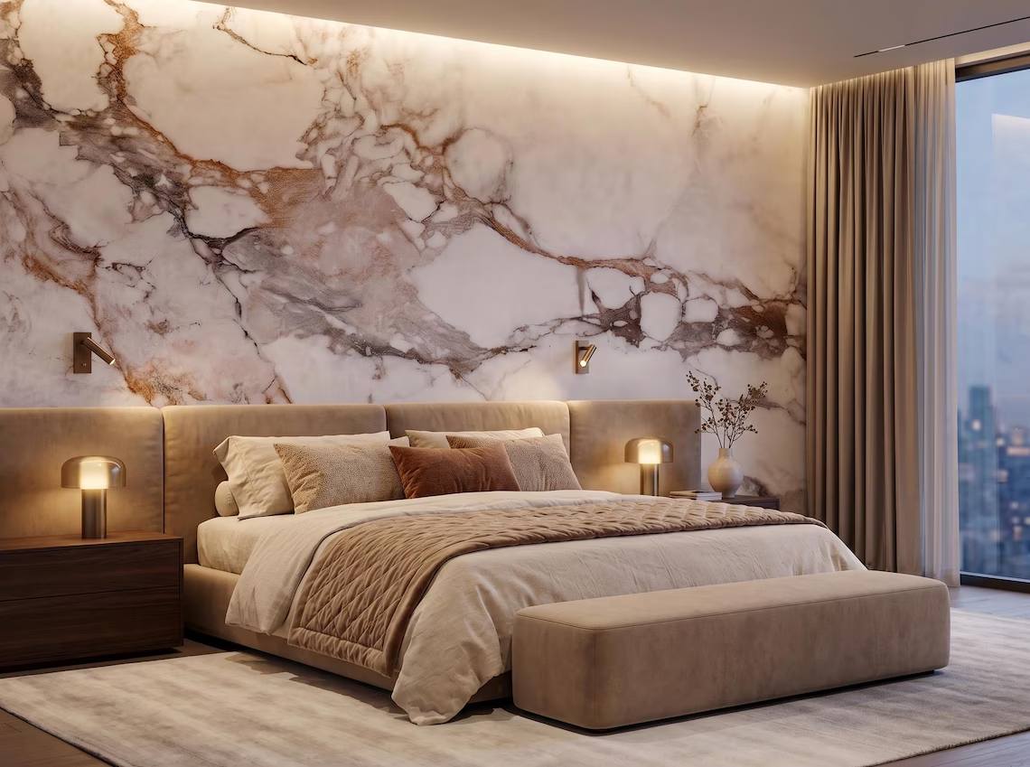 Calacatta White Marble Wall Mural Gray Veins Stone Abstract Peel And Stick Wallpaper