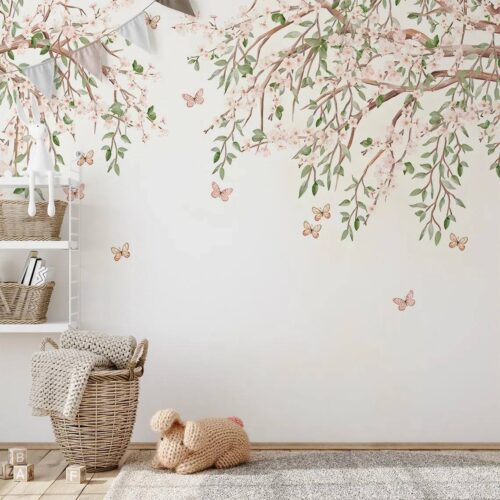 Cherry Blossom Tree Branch Wallpaper Mural Peel and Stick Nursery Decor