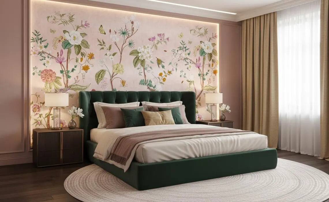 Colorful Chinoiserie Floral Wallpaper Mural Peel And Stick Wallpaper