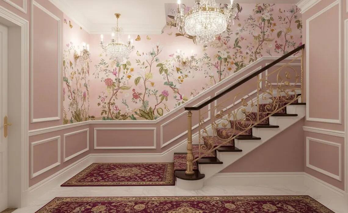 Colorful Chinoiserie Floral Wallpaper Mural Peel And Stick Wallpaper