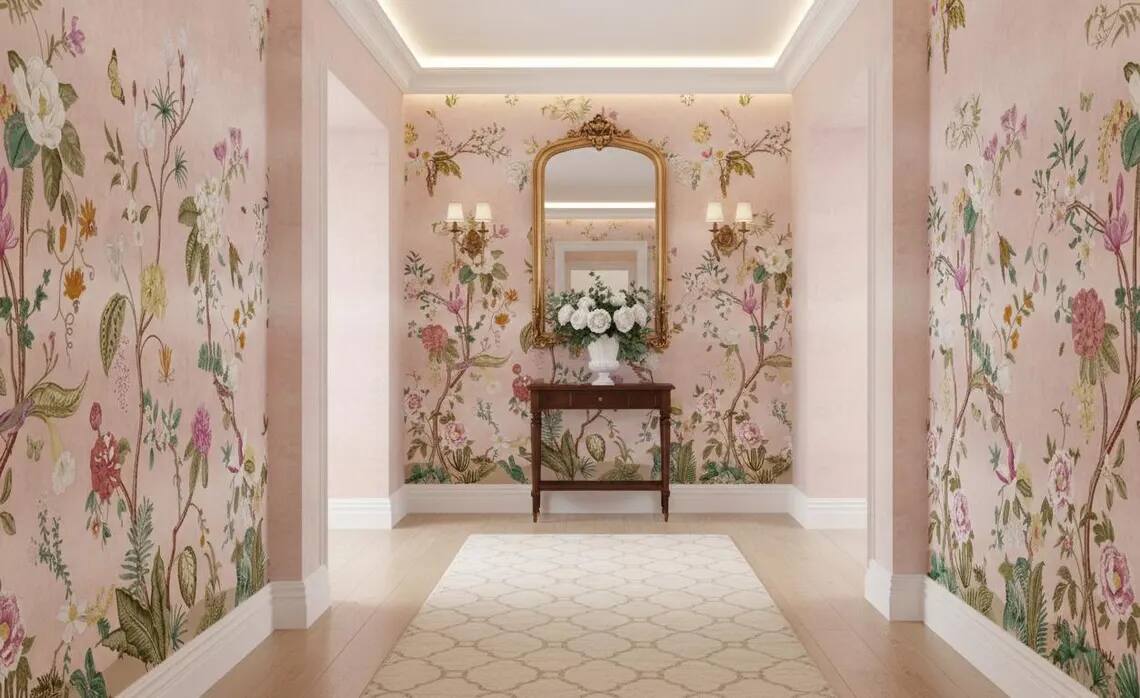 Colorful Chinoiserie Floral Wallpaper Mural Peel And Stick Wallpaper