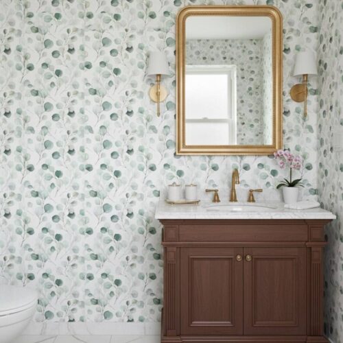 Eucalyptus Peel And Stick Wallpaper Watercolor Green Leaves Wall Mural Removable Botanical Wallpaper For Bedroom Nursery Living Room