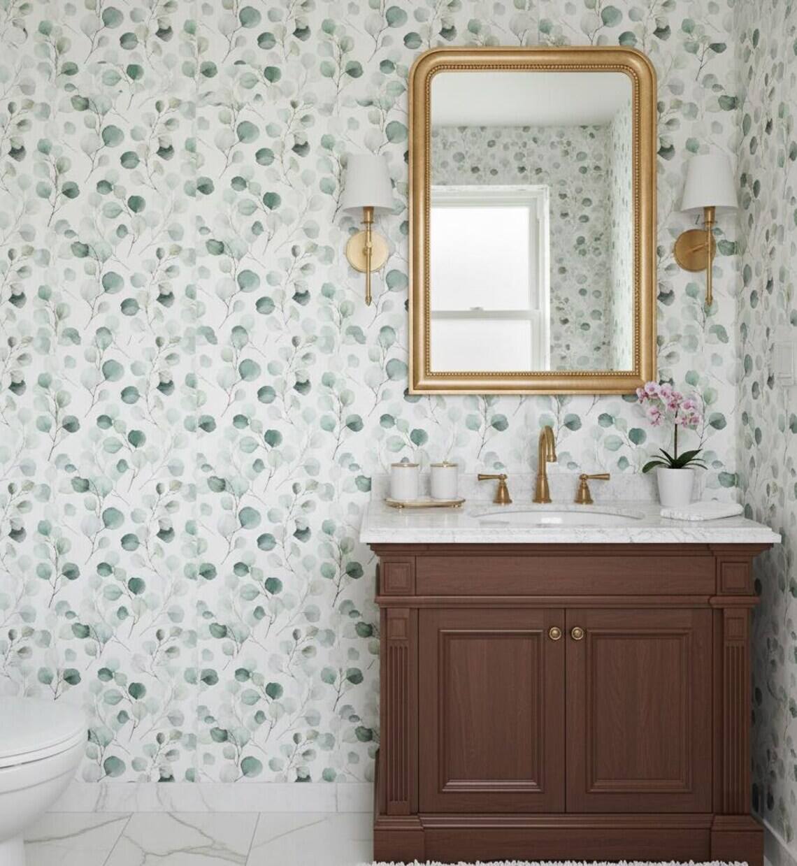 Eucalyptus Peel And Stick Wallpaper Watercolor Green Leaves Wall Mural Removable Botanical Wallpaper For Bedroom Nursery Living Room