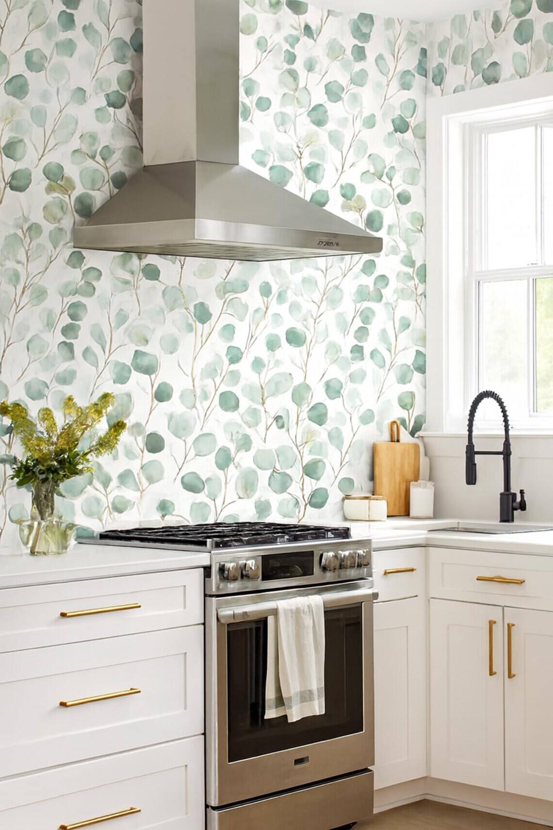 Eucalyptus Peel And Stick Wallpaper Watercolor Green Leaves Wall Mural Removable Botanical Wallpaper For Bedroom Nursery Living Room