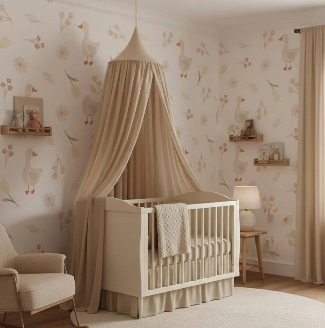 Goose Nursery Wallpaper Soft Pastel Farm Animal Pattern Scandinavian Peel And Stick