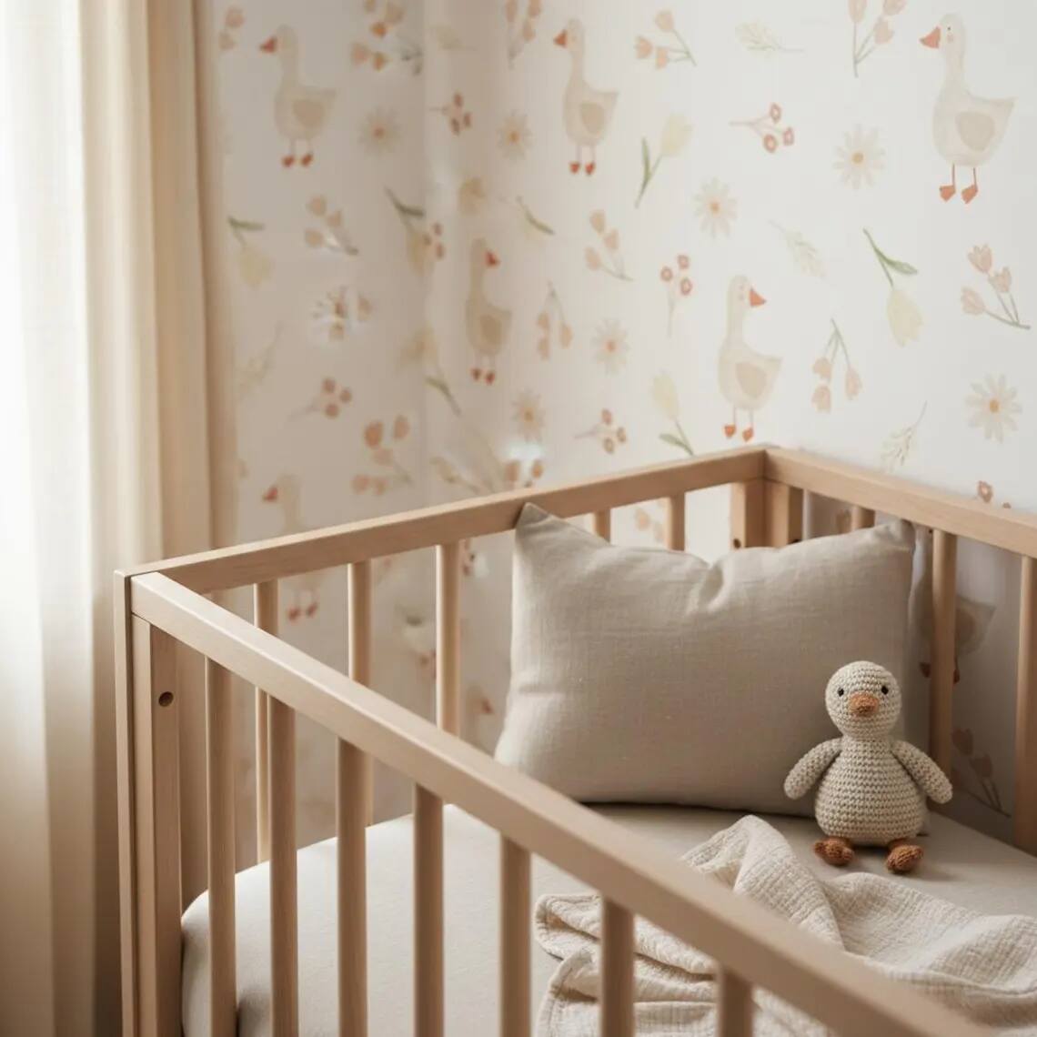 Goose Nursery Wallpaper Soft Pastel Farm Animal Pattern Scandinavian Peel And Stick