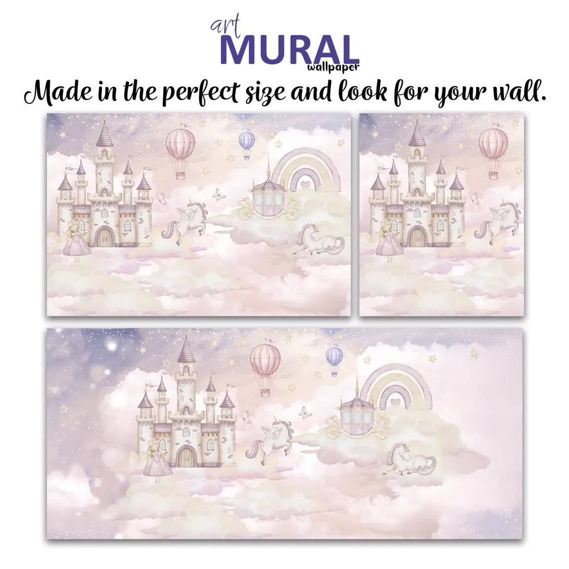 Kids Wallpaper Peel And Stick Wall Mural Nursery Or Bedroom Decor Pastel Cloud Castle