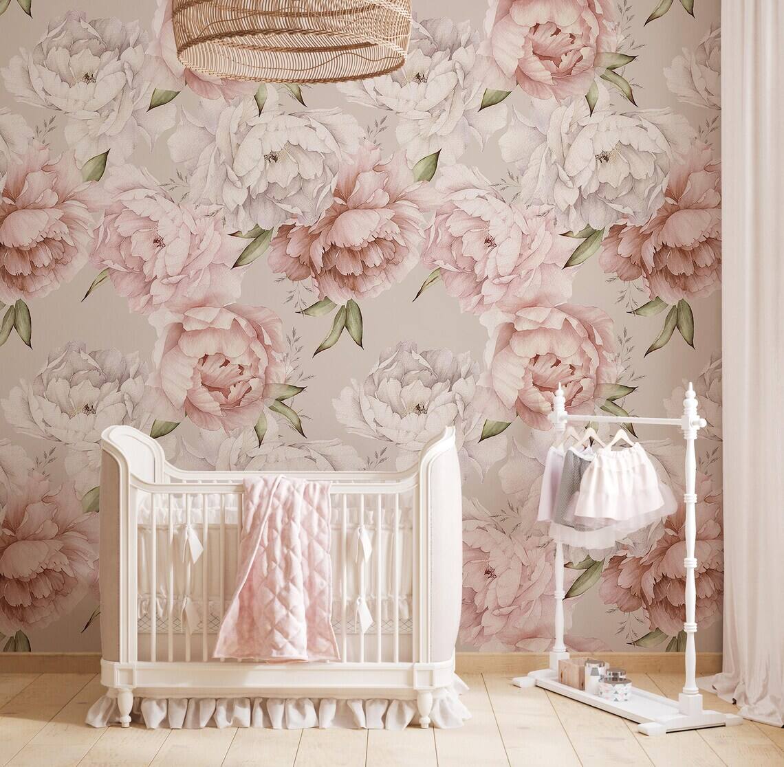 Pastel Peony Wallpaper Peel And Stick Watercolor Soft Floral Wall Mural Peonies Blossom Wallpaper