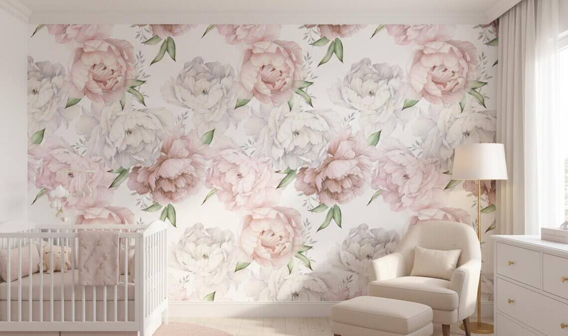 Pastel Peony Wallpaper Peel And Stick Watercolor Soft Floral Wall Mural Peonies Blossom Wallpaper