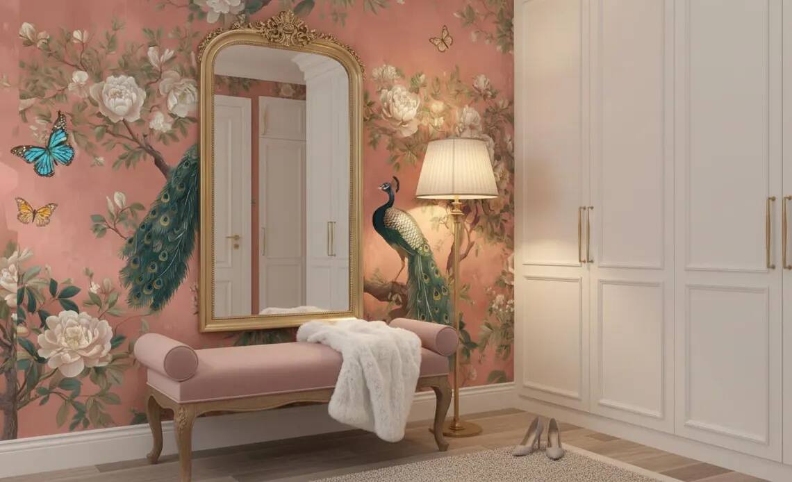 Peacock Wallpaper Peel And Stick Chinoiserie Floral Wall Mural