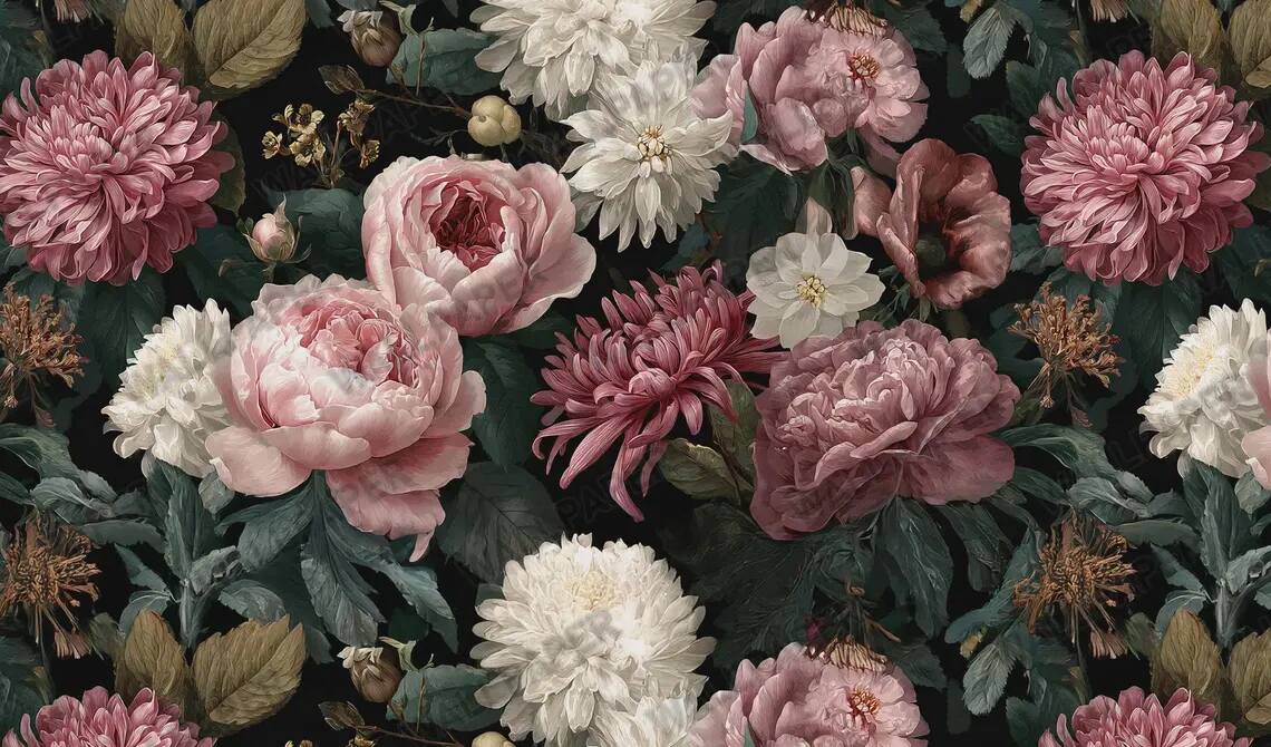 Peony Floral Wallpaper Big Rose Wallpaper Peel And Stick Wall Mural