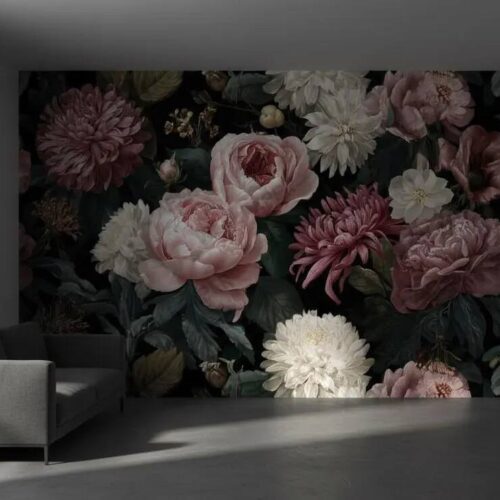 Peony Floral Wallpaper Big Rose Wallpaper Peel And Stick Wall Mural