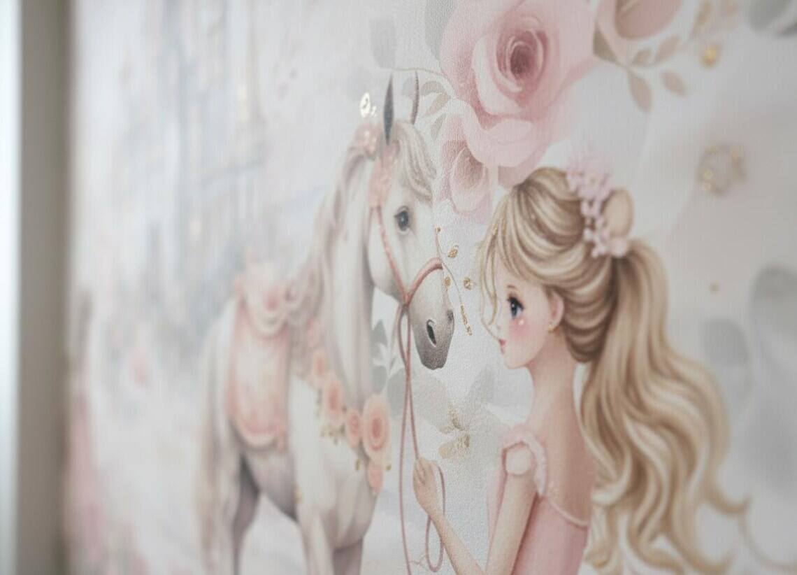 Princess Castle Nursery Wallpaper Mural Fairytale Girls Room Decor Peel Stick