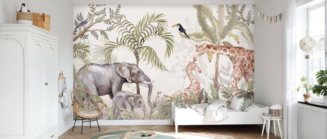 Safari Adorable Jungle Wall Mural Safari Wallpaper For Children Peel And Stick