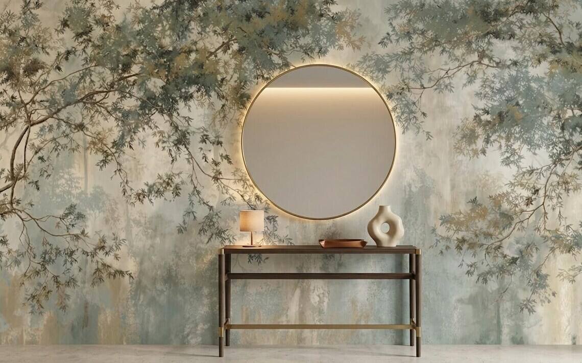 Sage Green Botanical Peel And Stick Wallpaper Soft Tree Branch Wall Mural Japandi Nature Wallpaper Minimal Botanical Wall Art