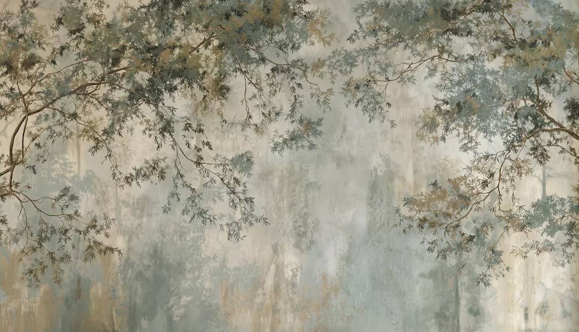 Sage Green Botanical Peel And Stick Wallpaper Soft Tree Branch Wall Mural Japandi Nature Wallpaper Minimal Botanical Wall Art