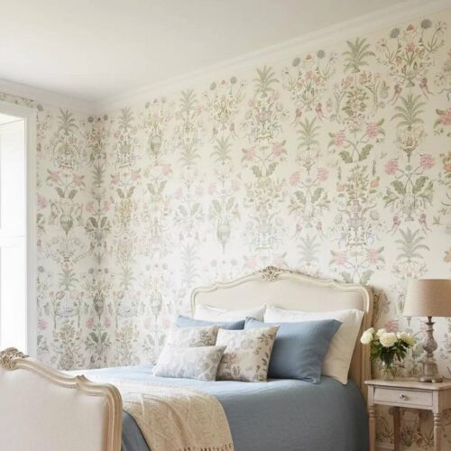 Vintage Botanical Bird Wallpaper French Country Peel And Stick Mural
