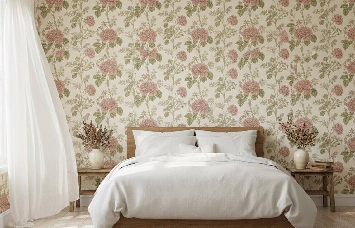 Vintage Floral Wallpaper Cottagecore Botanical Wall Mural Peel And Stick