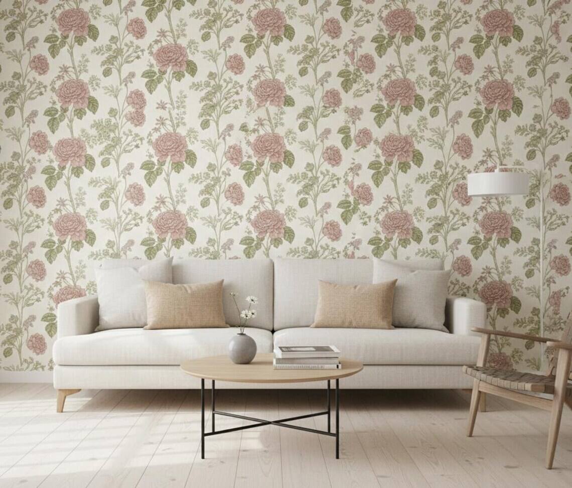 Vintage Floral Wallpaper Cottagecore Botanical Wall Mural Peel And Stick