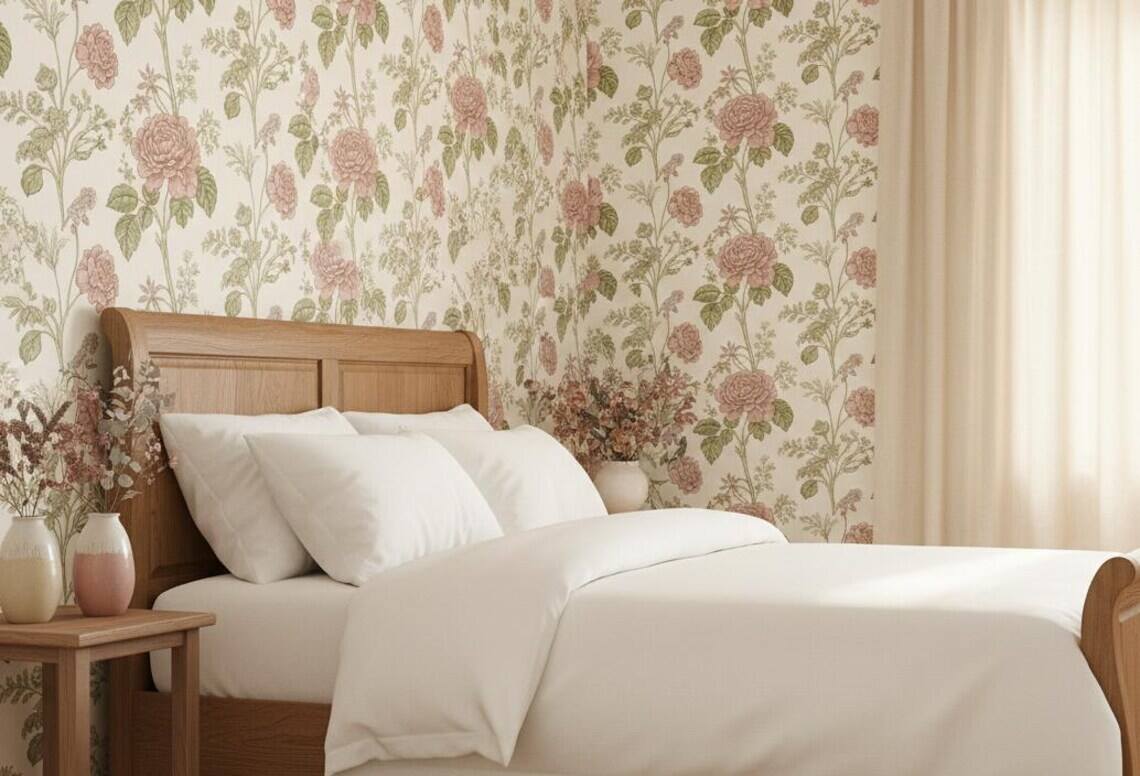 Vintage Floral Wallpaper Cottagecore Botanical Wall Mural Peel And Stick