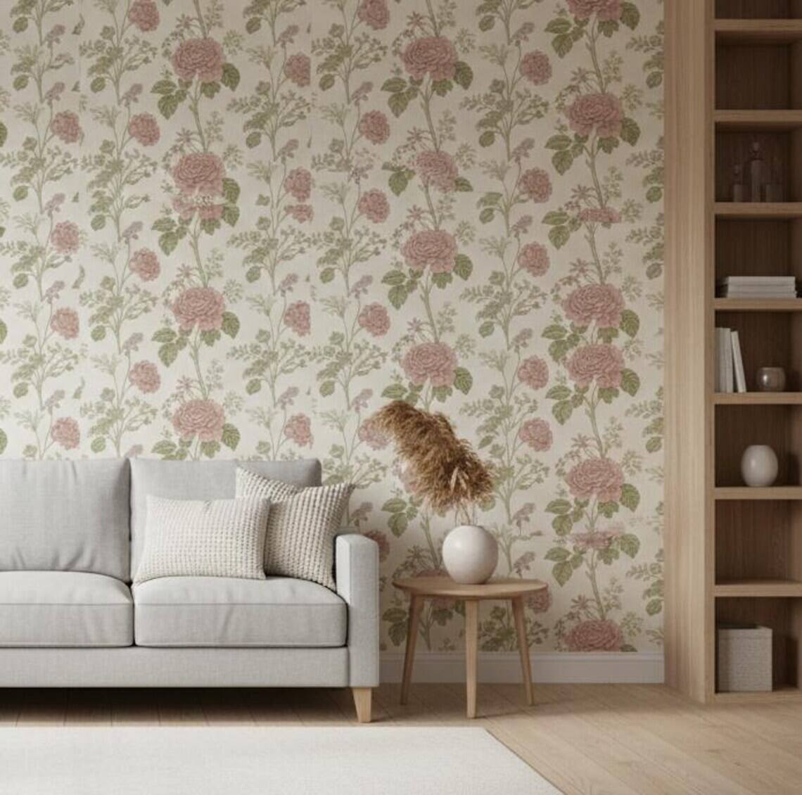 Vintage Floral Wallpaper Cottagecore Botanical Wall Mural Peel And Stick