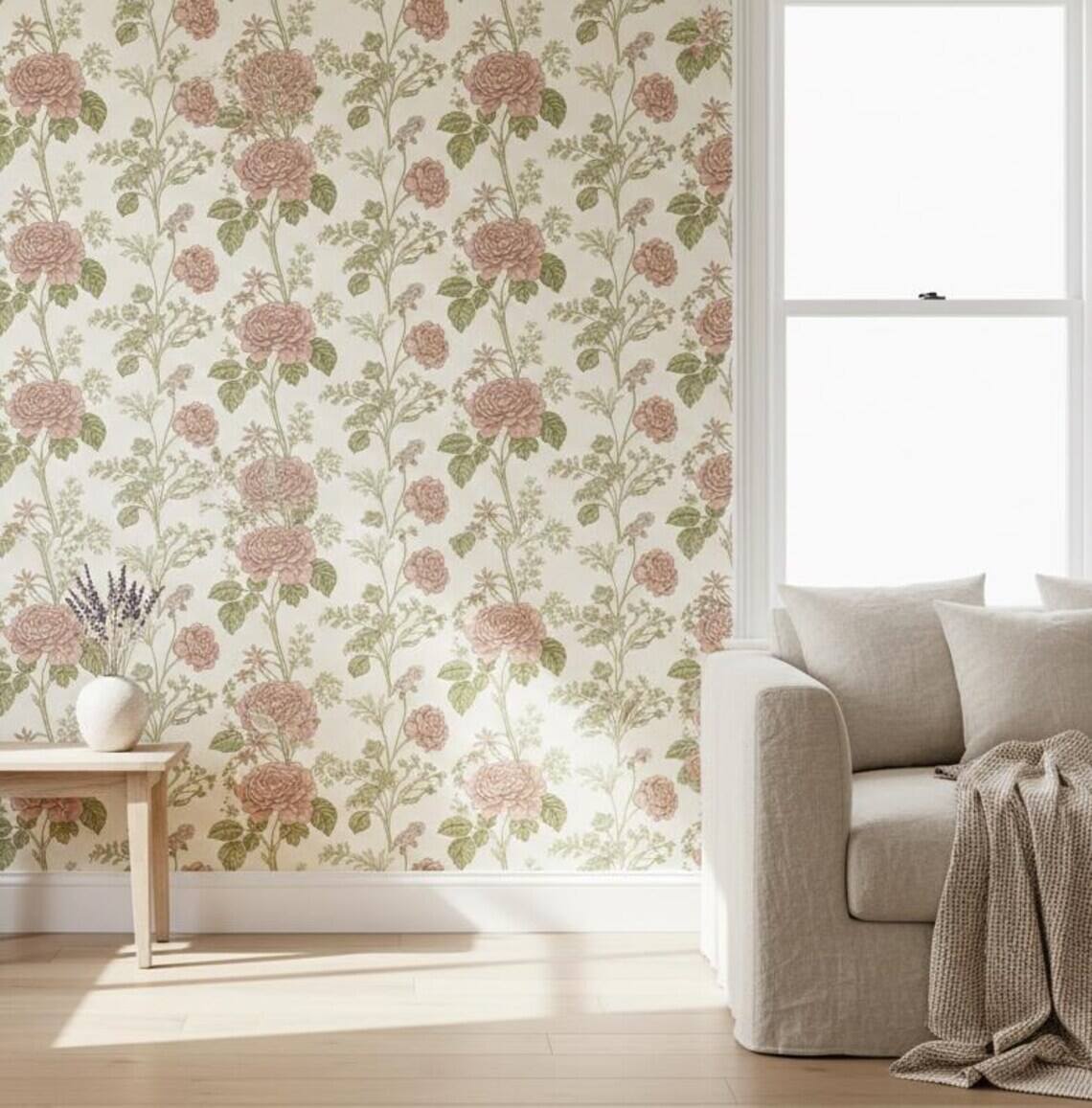 Vintage Floral Wallpaper Cottagecore Botanical Wall Mural Peel And Stick