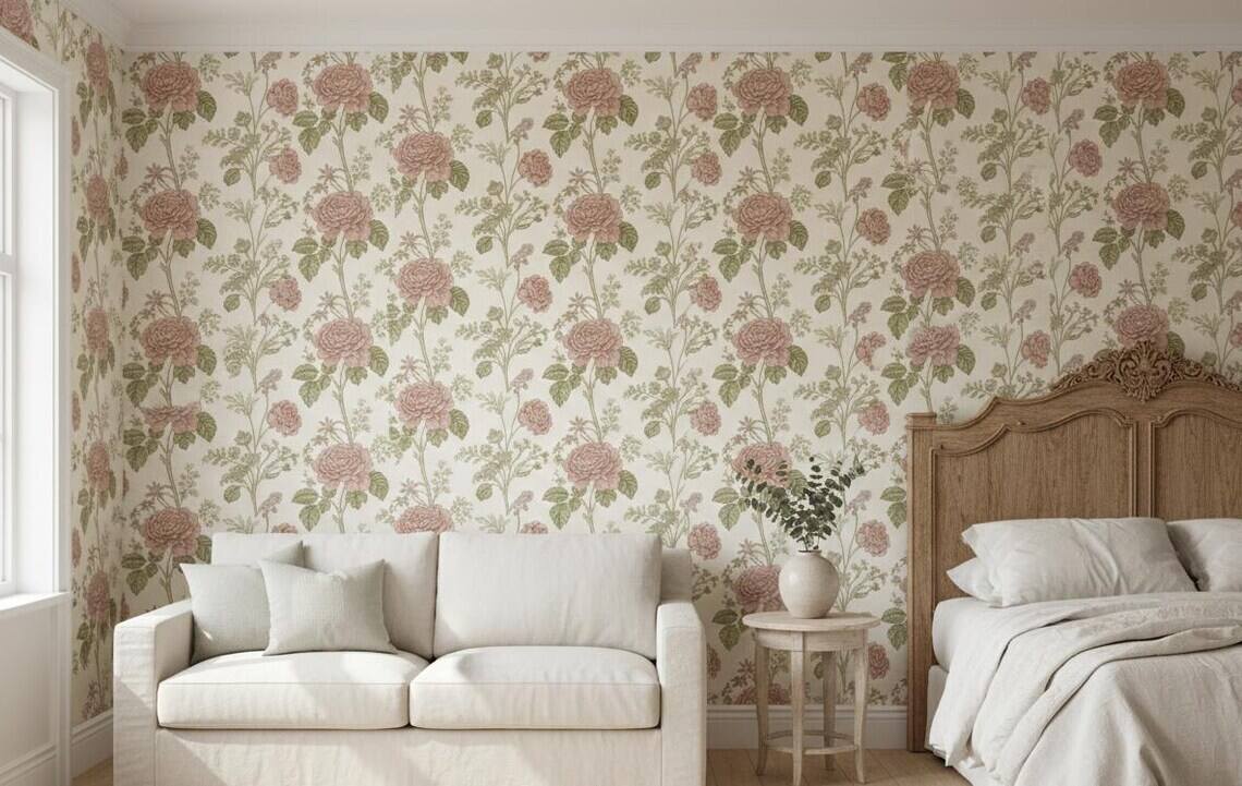 Vintage Floral Wallpaper Cottagecore Botanical Wall Mural Peel And Stick
