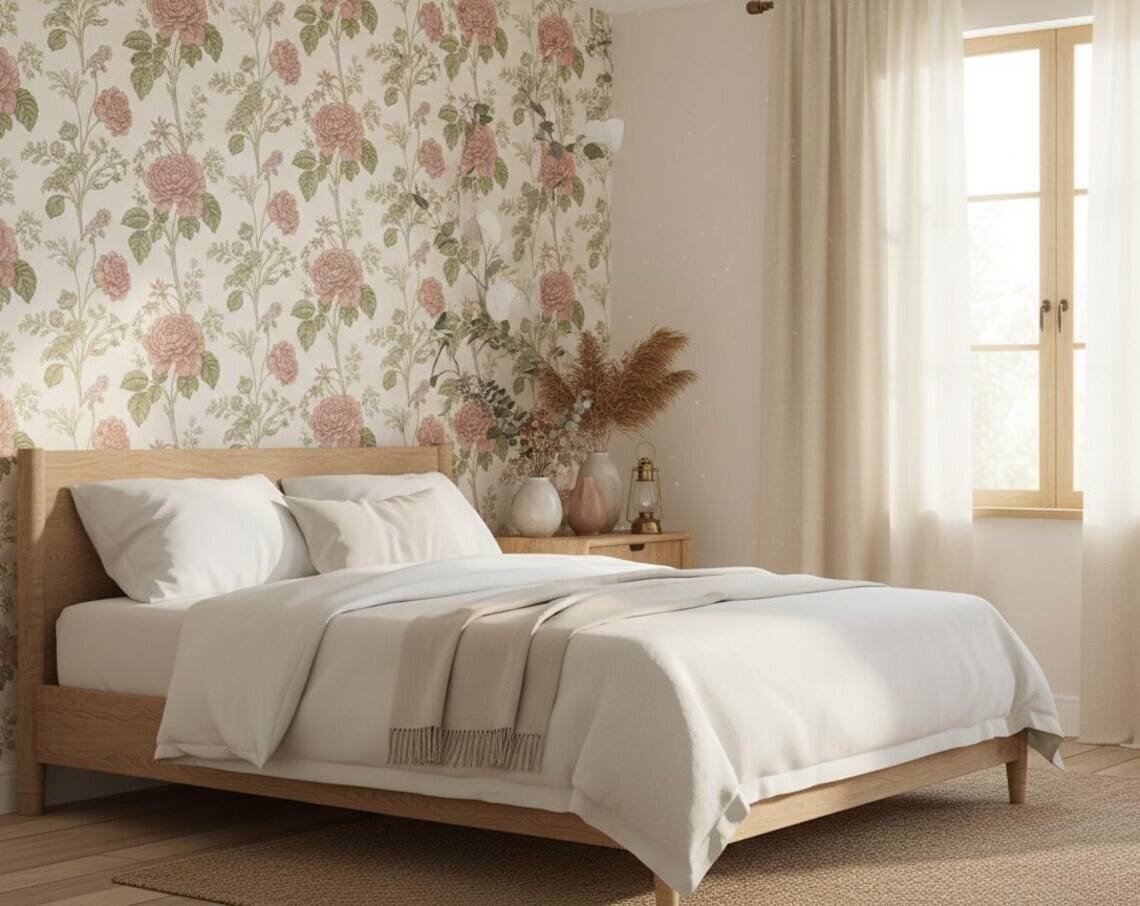 Vintage Floral Wallpaper Cottagecore Botanical Wall Mural Peel And Stick