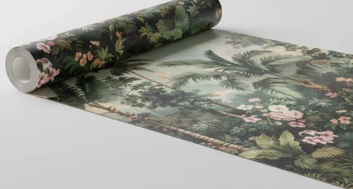 Vintage Tropical Jungle Wallpaper Chinoiserie Palm Mural With Parrots Peel And Stick