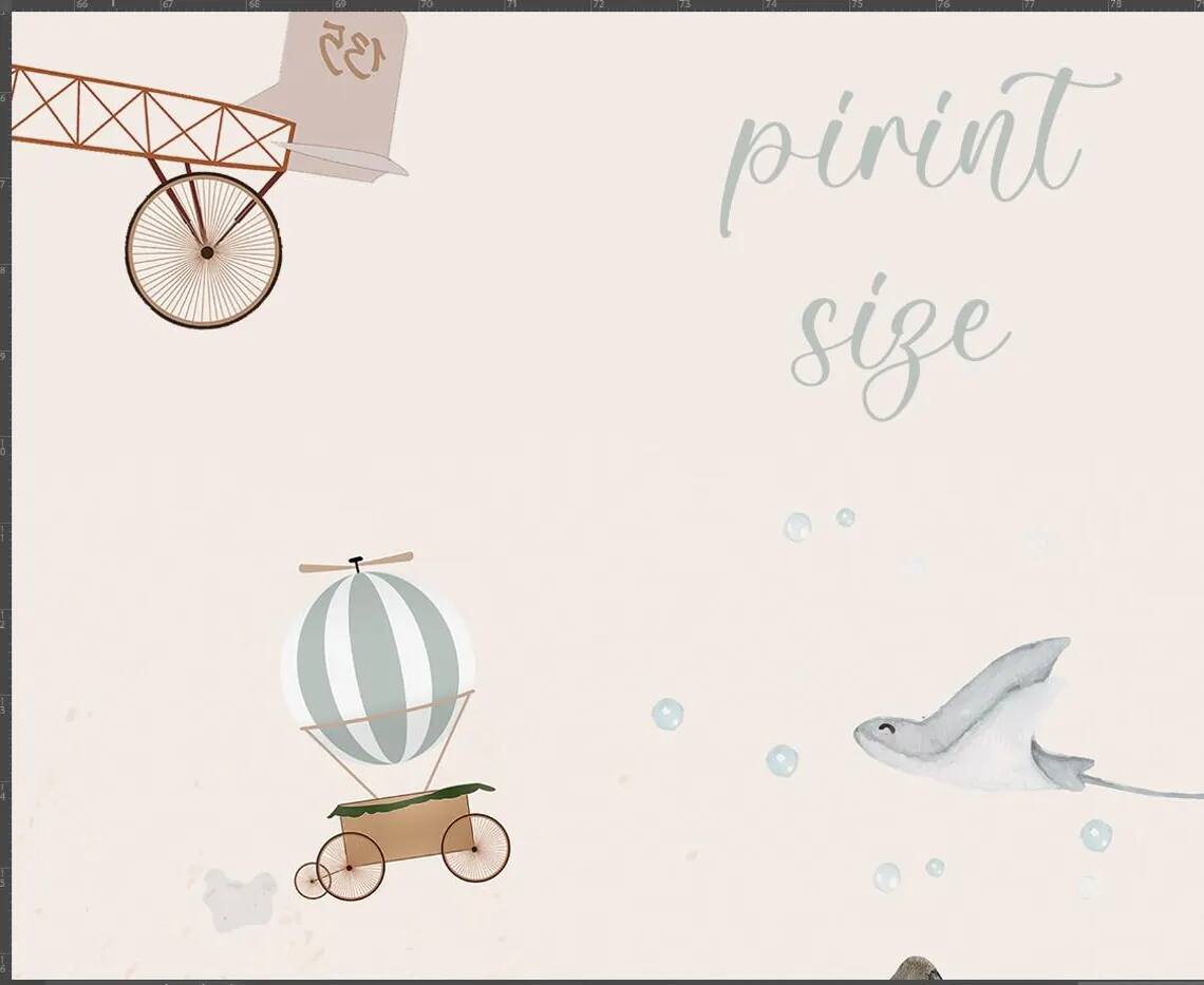 Watercolor Childrens World Map Wallpaper Airplanes And Hot Air Balloons Over Countries With Cute Animals Self Adhesive Mural