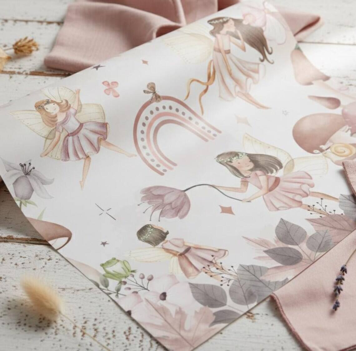 Watercolor Fairy Wall Mural Mushroom Nursery Decor Boho Peel And Stick