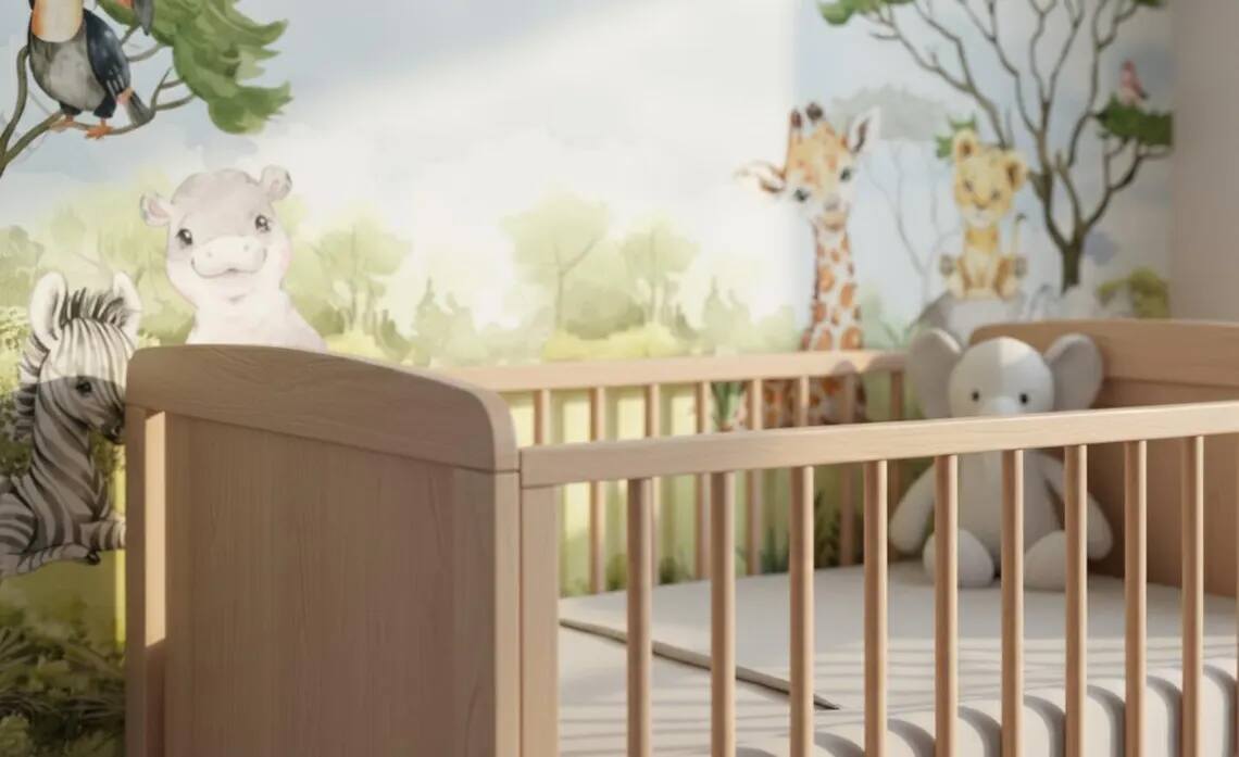 Watercolor Jungle Animals Wallpaper Mural Peel And Stick Nursery Decor