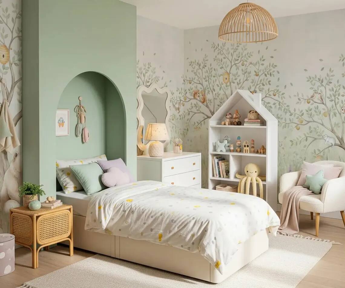 Woodland Animals Nursery Wallpaper Forest Bear Fox Bunny Wall Mural Peel And Stick