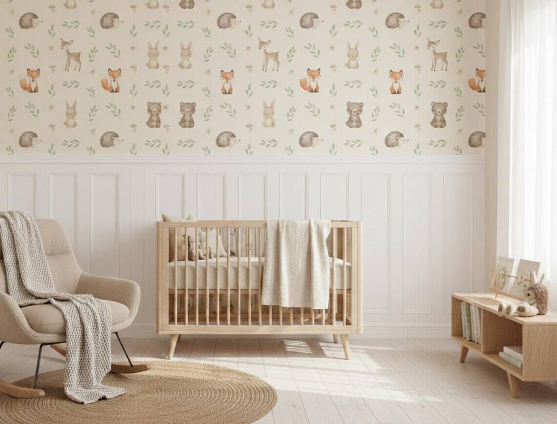 Woodland Animals Nursery Wallpaper Pastel Forest Peel And Stick