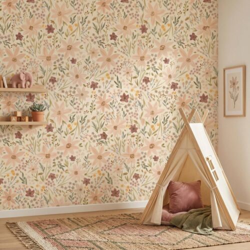 Ditsy Wildflower Wallpaper For Living Room Kitchen Bedroom Kids Room Bathroom Peel And Stick Small Floral Mural Vintage Cottagecore Paper
