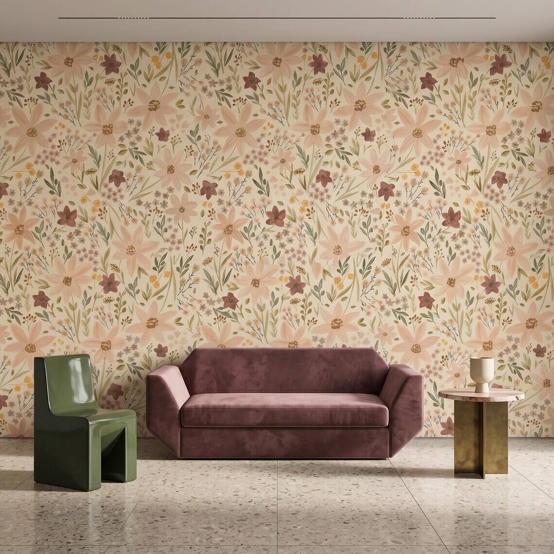 Ditsy Wildflower Wallpaper For Living Room Kitchen Bedroom Kids Room Bathroom Peel And Stick Small Floral Mural Vintage Cottagecore Paper