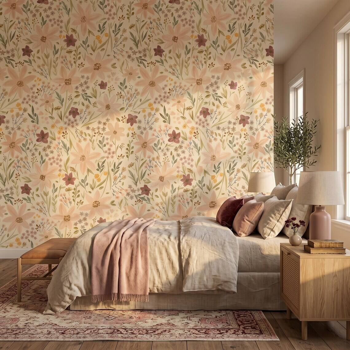 Ditsy Wildflower Wallpaper For Living Room Kitchen Bedroom Kids Room Bathroom Peel And Stick Small Floral Mural Vintage Cottagecore Paper