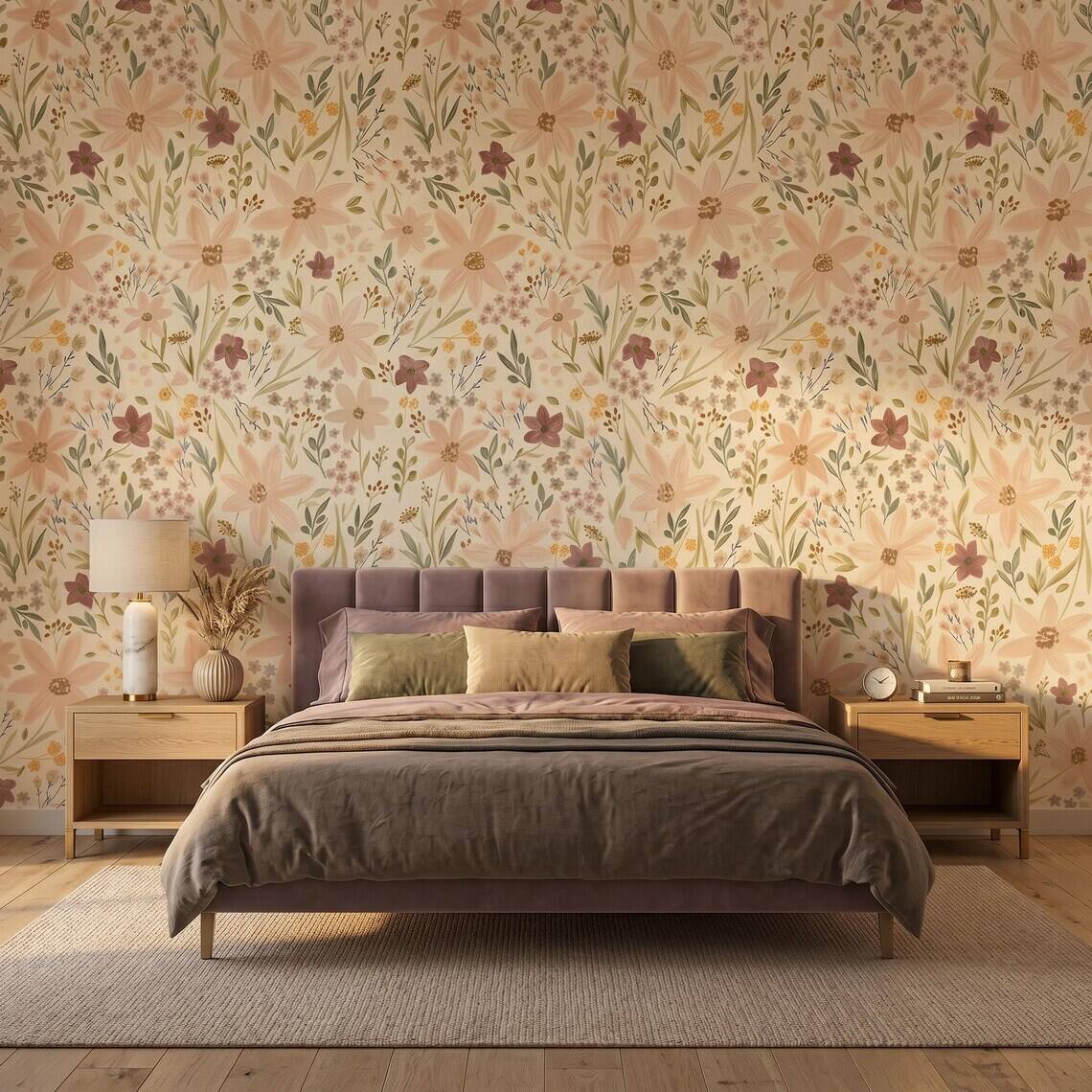Ditsy Wildflower Wallpaper For Living Room Kitchen Bedroom Kids Room Bathroom Peel And Stick Small Floral Mural Vintage Cottagecore Paper