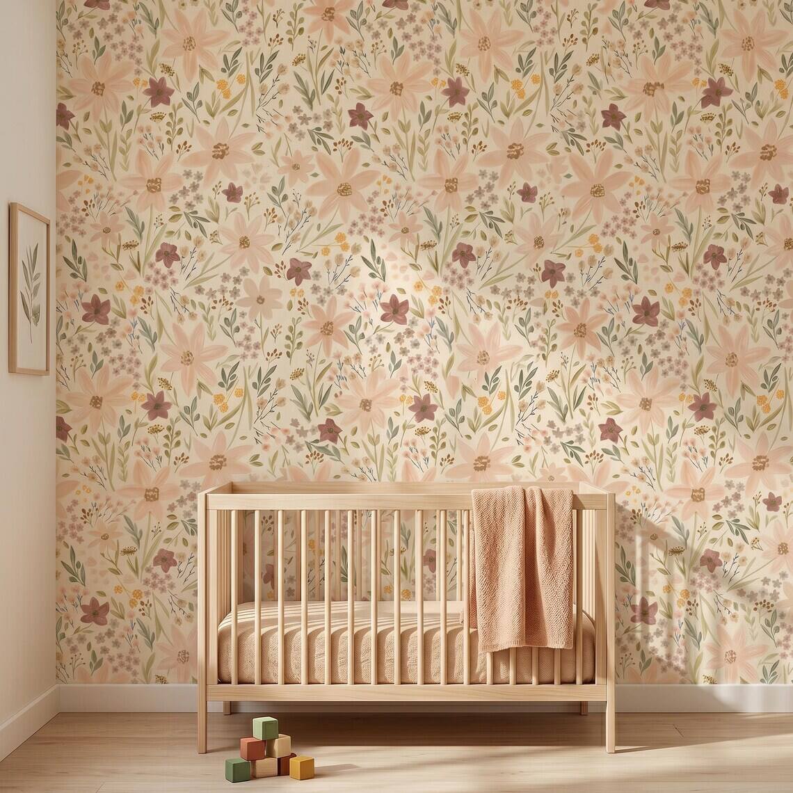 Ditsy Wildflower Wallpaper For Living Room Kitchen Bedroom Kids Room Bathroom Peel And Stick Small Floral Mural Vintage Cottagecore Paper