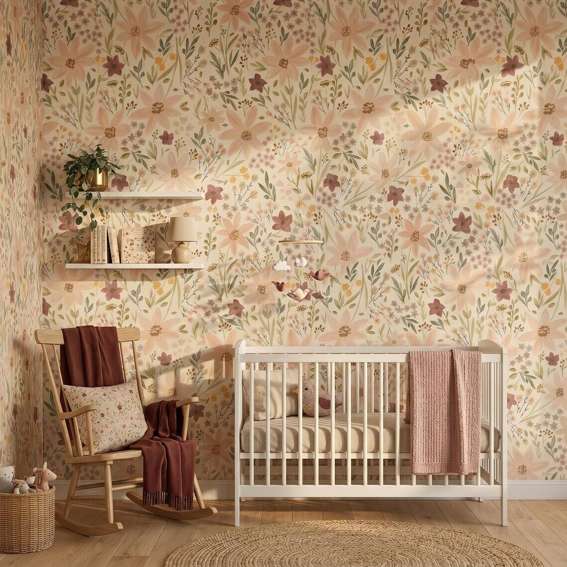 Ditsy Wildflower Wallpaper For Living Room Kitchen Bedroom Kids Room Bathroom Peel And Stick Small Floral Mural Vintage Cottagecore Paper