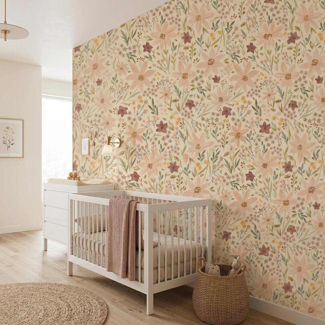 Ditsy Wildflower Wallpaper For Living Room Kitchen Bedroom Kids Room Bathroom Peel And Stick Small Floral Mural Vintage Cottagecore Paper