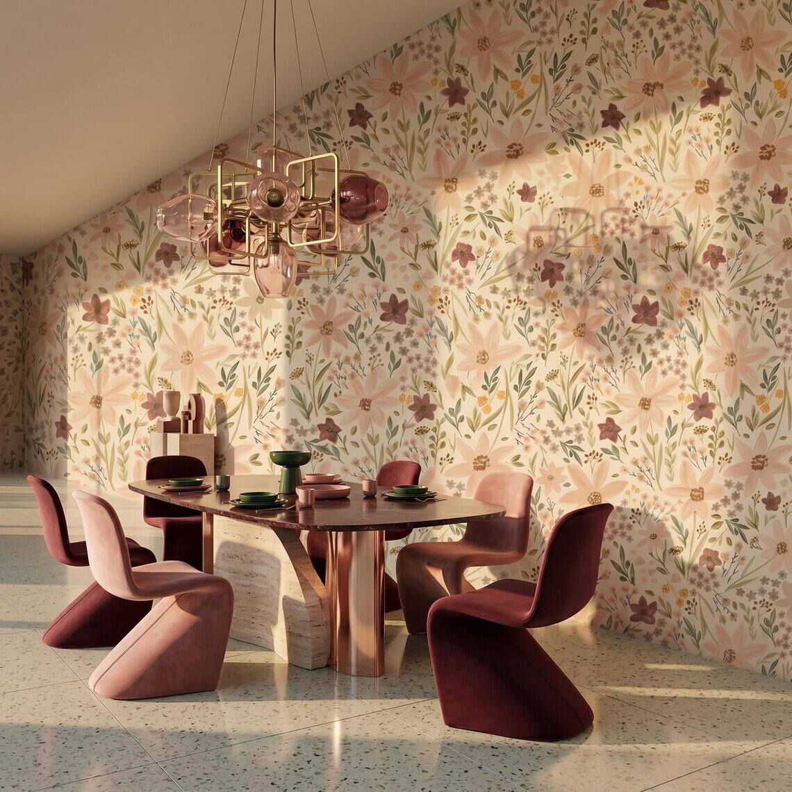 Ditsy Wildflower Wallpaper For Living Room Kitchen Bedroom Kids Room Bathroom Peel And Stick Small Floral Mural Vintage Cottagecore Paper