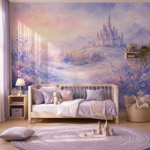 Elsas Frozen Castle Watercolor Wallpaper For Girls Nursery Bedroom Decor Peel And Stick Removable Wall Mural