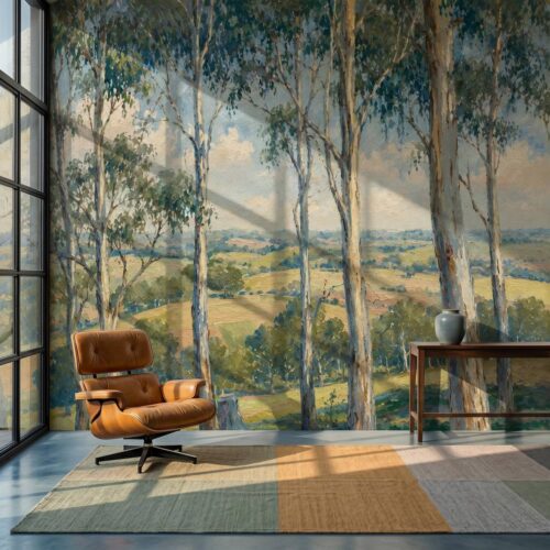 Impressionist Eucalyptus Landscape Wallpaper For Living Room Kitchen Bedroom Kids Room Bathroom Vintage Tree Oil Paint Peel Stick Canvas